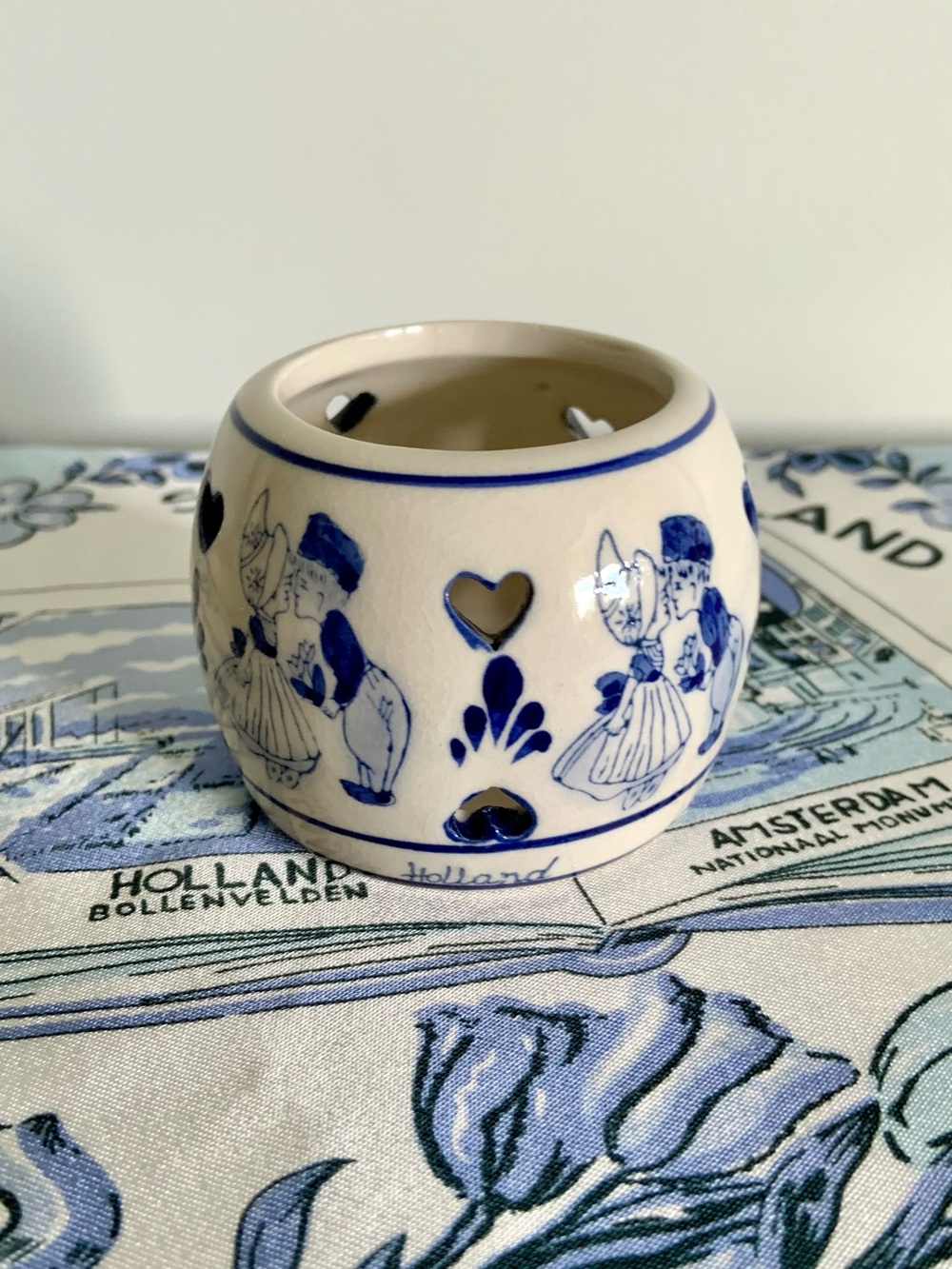 Delft Blue handpainted candle holder accent